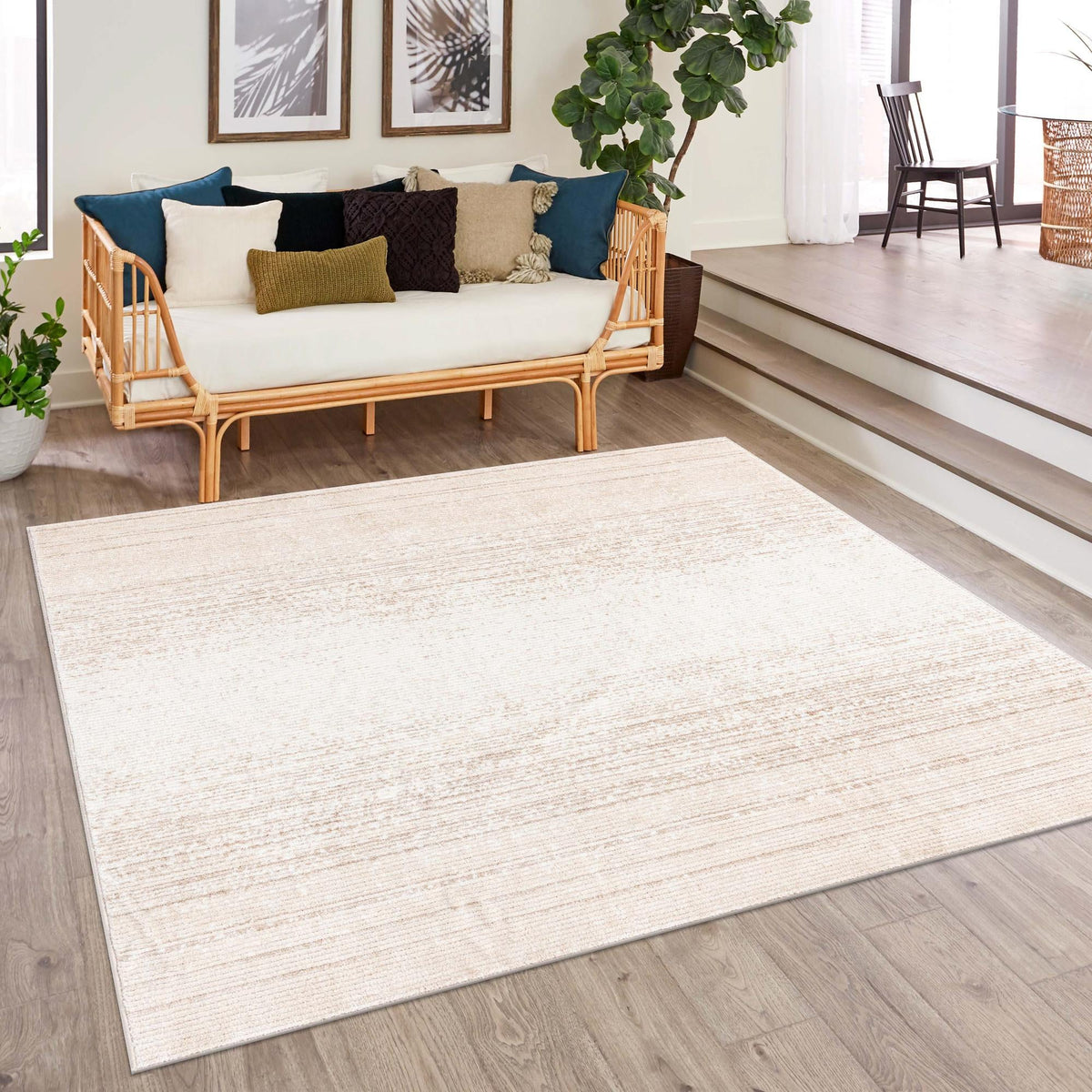 Jewel Oasis Collection Area Rug - Sapphire (Ivory) Square Ivory  lifestyle 90