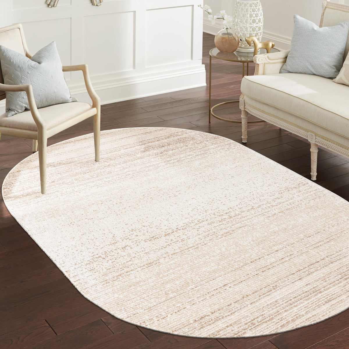 Jewel Oasis Collection Area Rug - Sapphire (Ivory) Oval Ivory  lifestyle 91