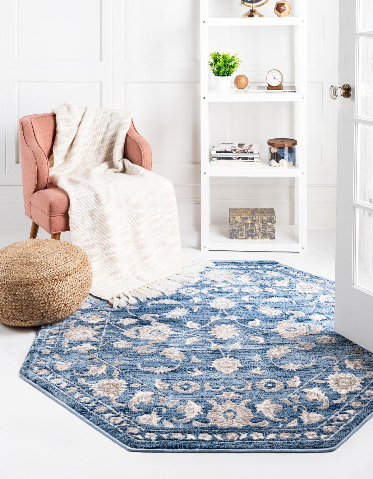 Charleston Elegance Collection Area Rug -  Seaport Octagon Blue  lifestyle 59
