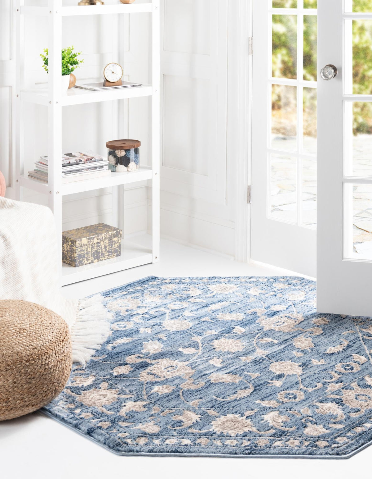 Charleston Elegance Collection Area Rug -  Seaport Octagon Blue  lifestyle 103