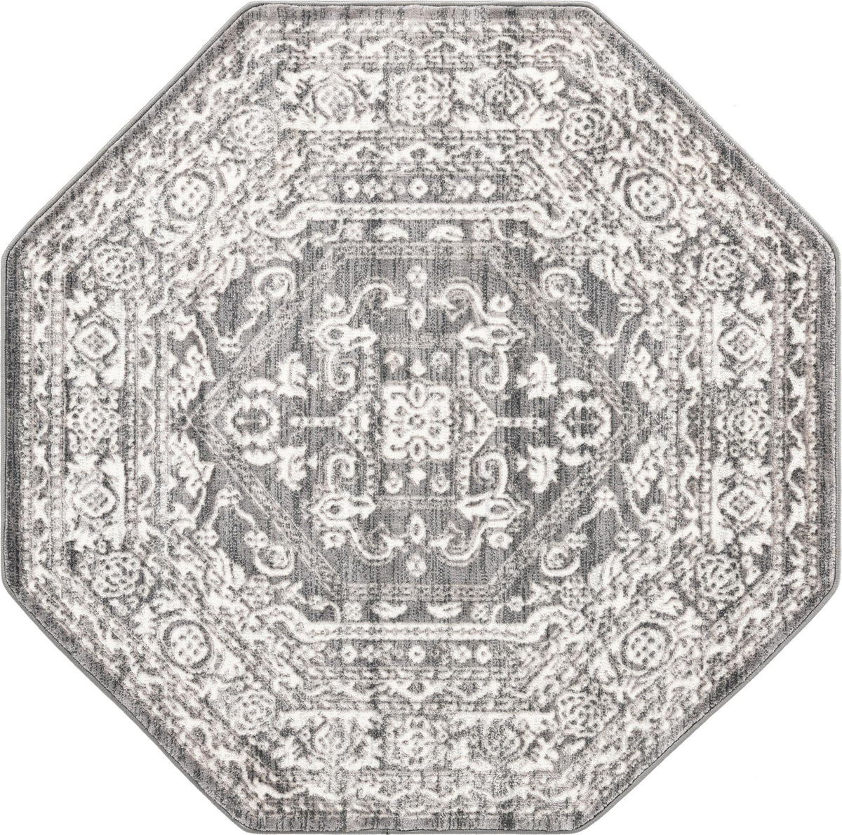 Charleston Elegance Collection Area Rug - Harborview Octagon Gray  lifestyle 120