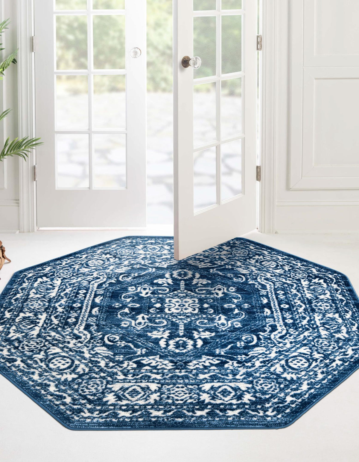 Charleston Elegance Collection Area Rug - Harborview Octagon Blue  lifestyle 64