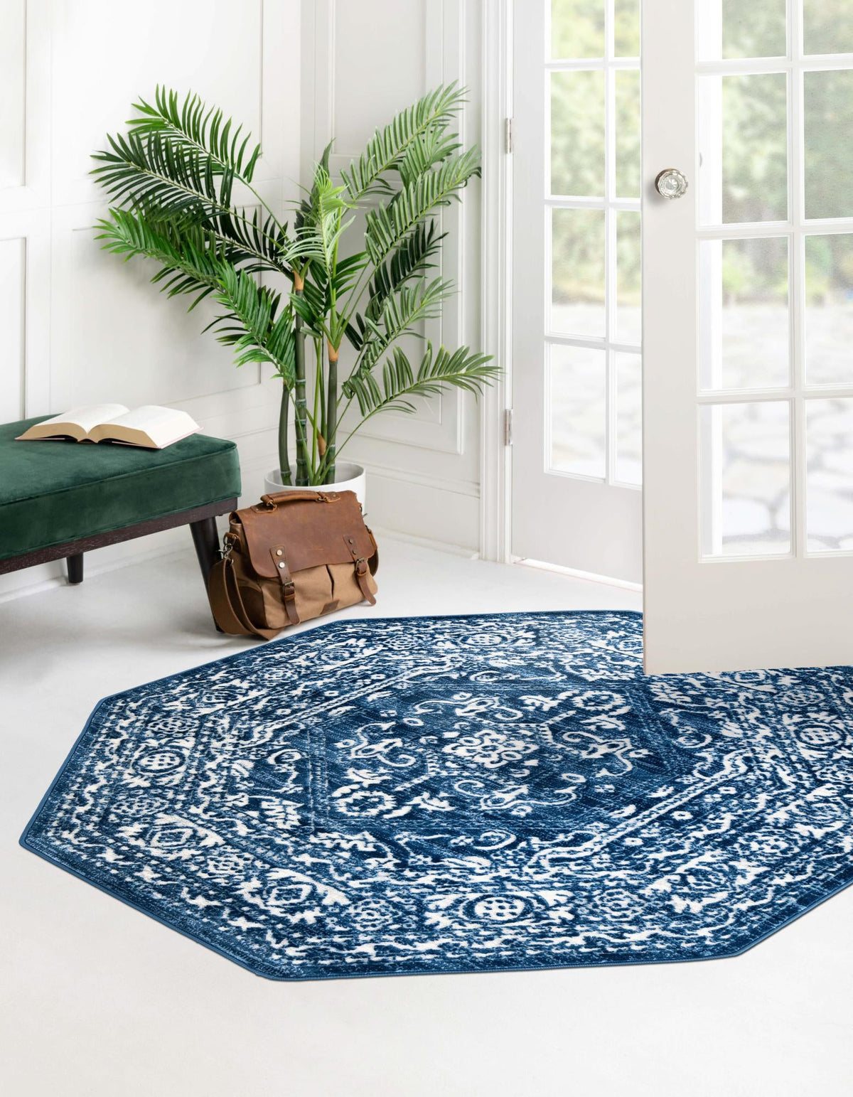 Charleston Elegance Collection Area Rug - Harborview Octagon Blue  lifestyle 79