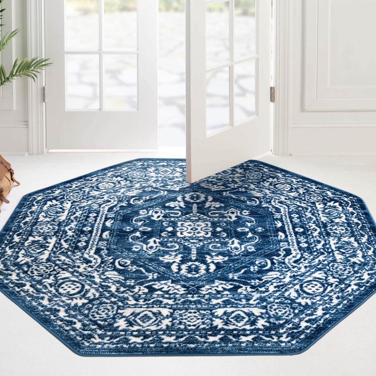 Charleston Elegance Collection Area Rug - Harborview Octagon Blue  lifestyle 97