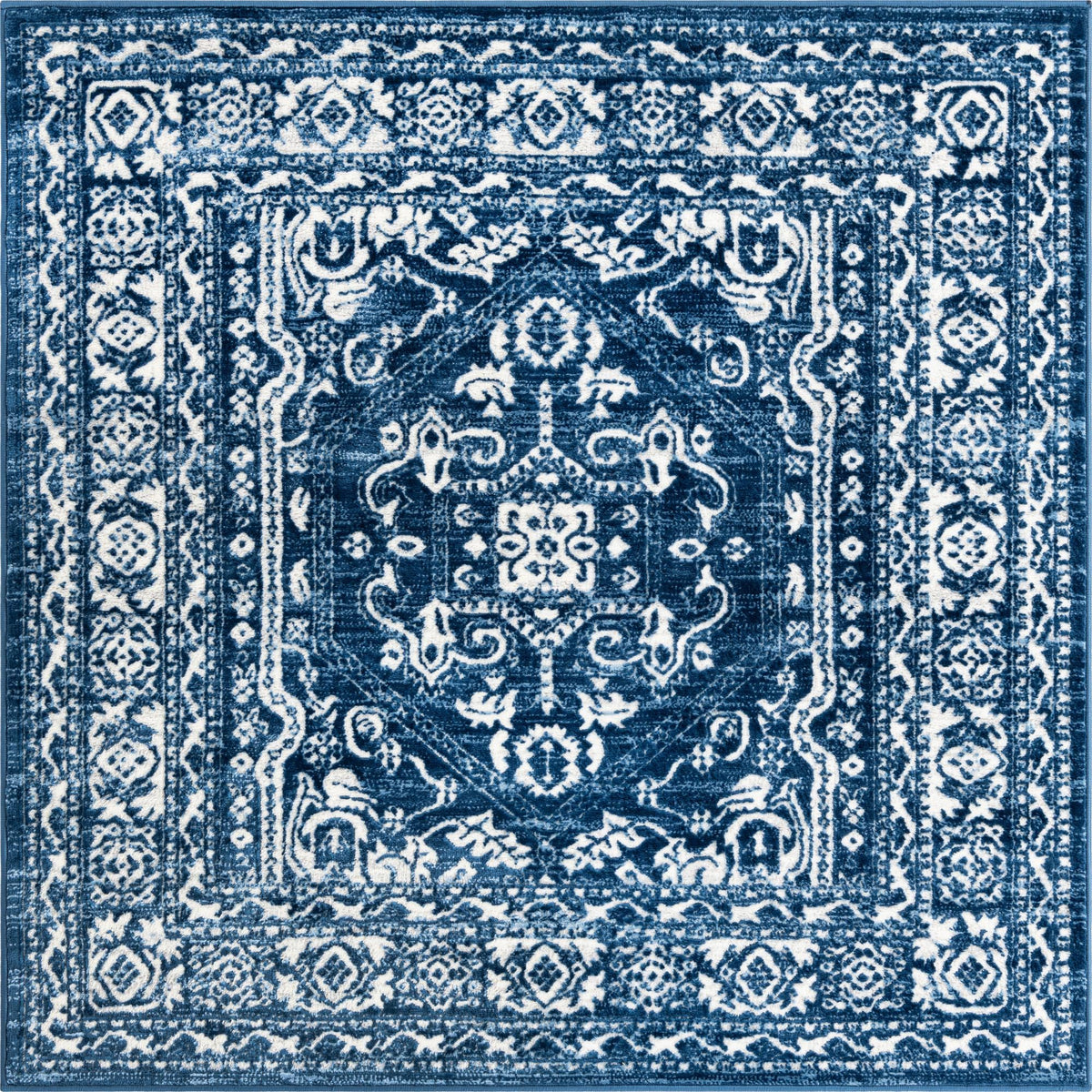 Charleston Elegance Collection Area Rug - Harborview Square Blue  lifestyle 121