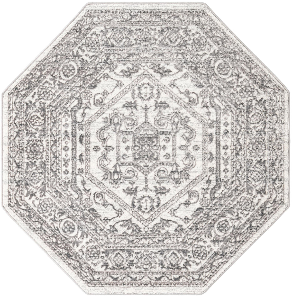 Charleston Elegance Collection Area Rug - Harborview Octagon White  lifestyle 49