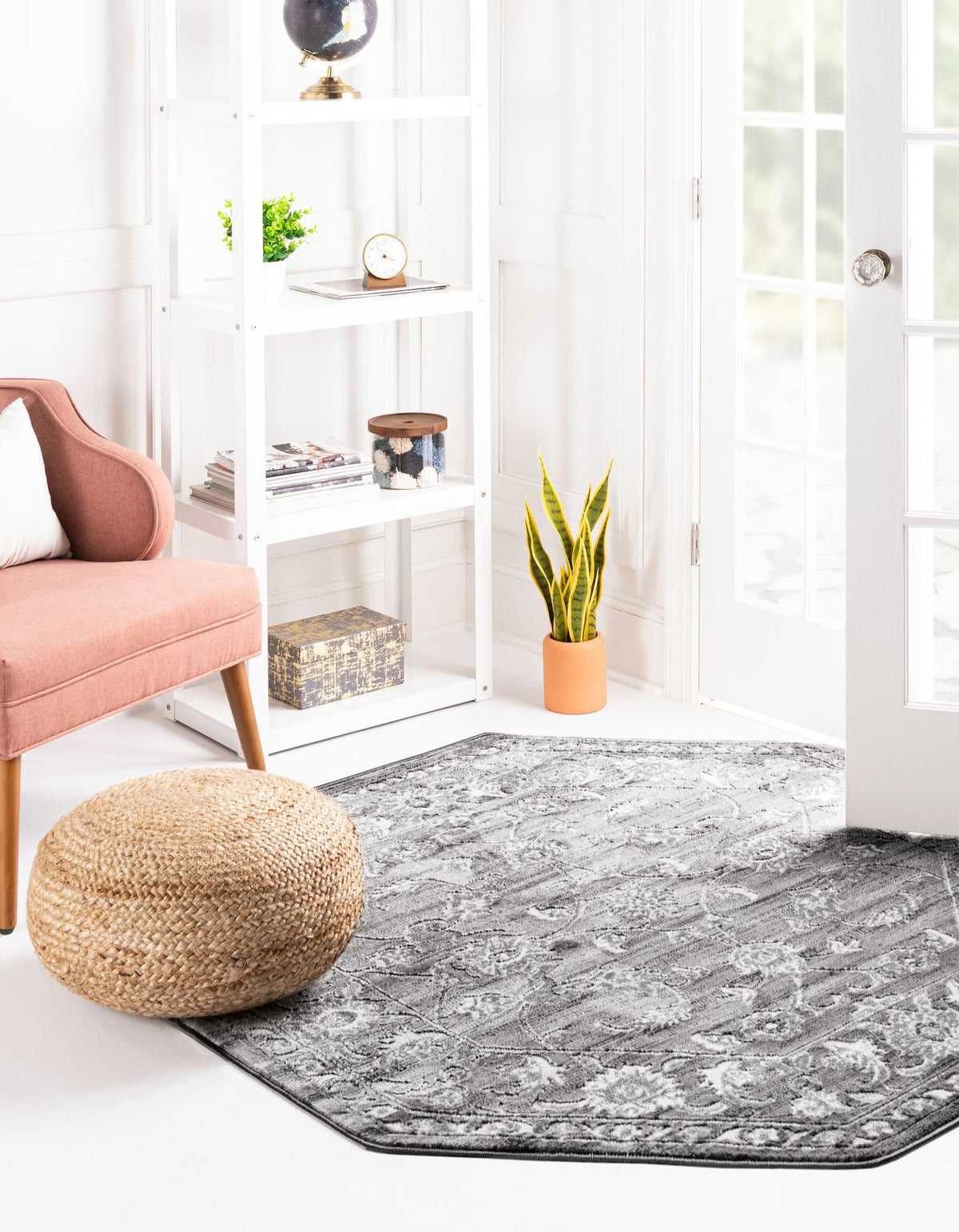 Charleston Elegance Collection Area Rug -  Seaport Octagon Gray  lifestyle 104