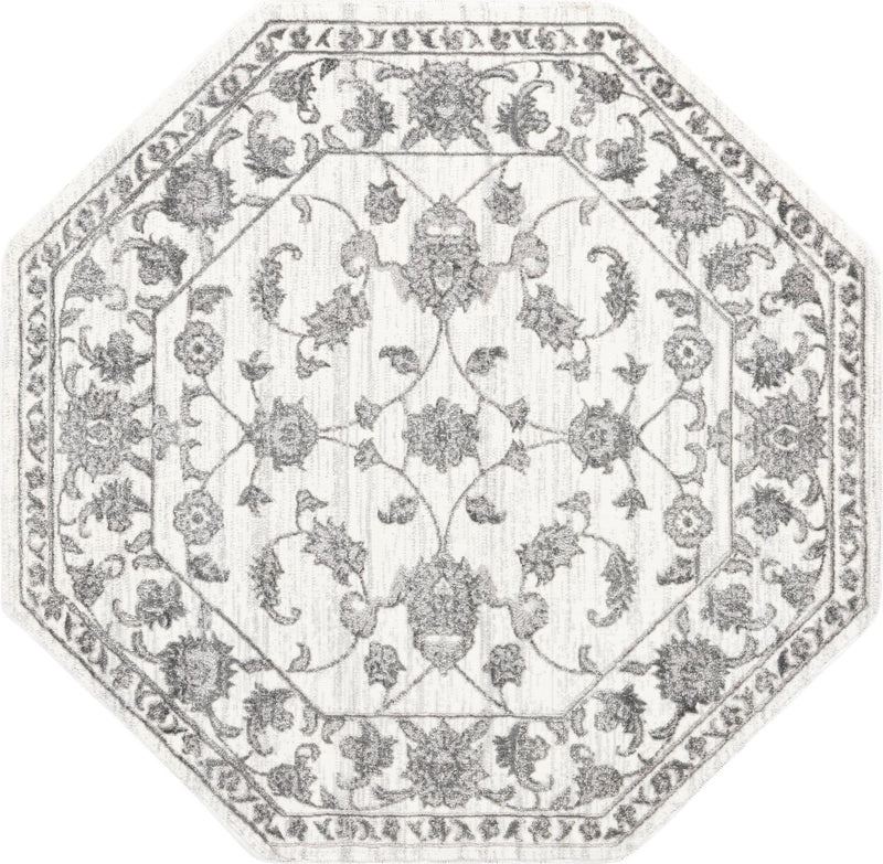 Charleston Elegance Collection Area Rug -  Seaport (white Gray) Octagon white Gray  lifestyle 17