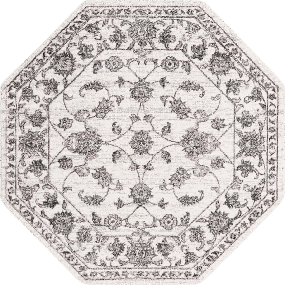 Charleston Elegance Collection Area Rug -  Seaport Octagon Gray and White  lifestyle 53