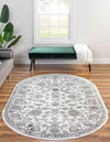 Charleston Elegance Collection Area Rug -  Seaport (white Gray) Oval white Gray  lifestyle 23