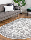 Charleston Elegance Collection Area Rug -  Seaport (white Gray) Oval white Gray  lifestyle 28