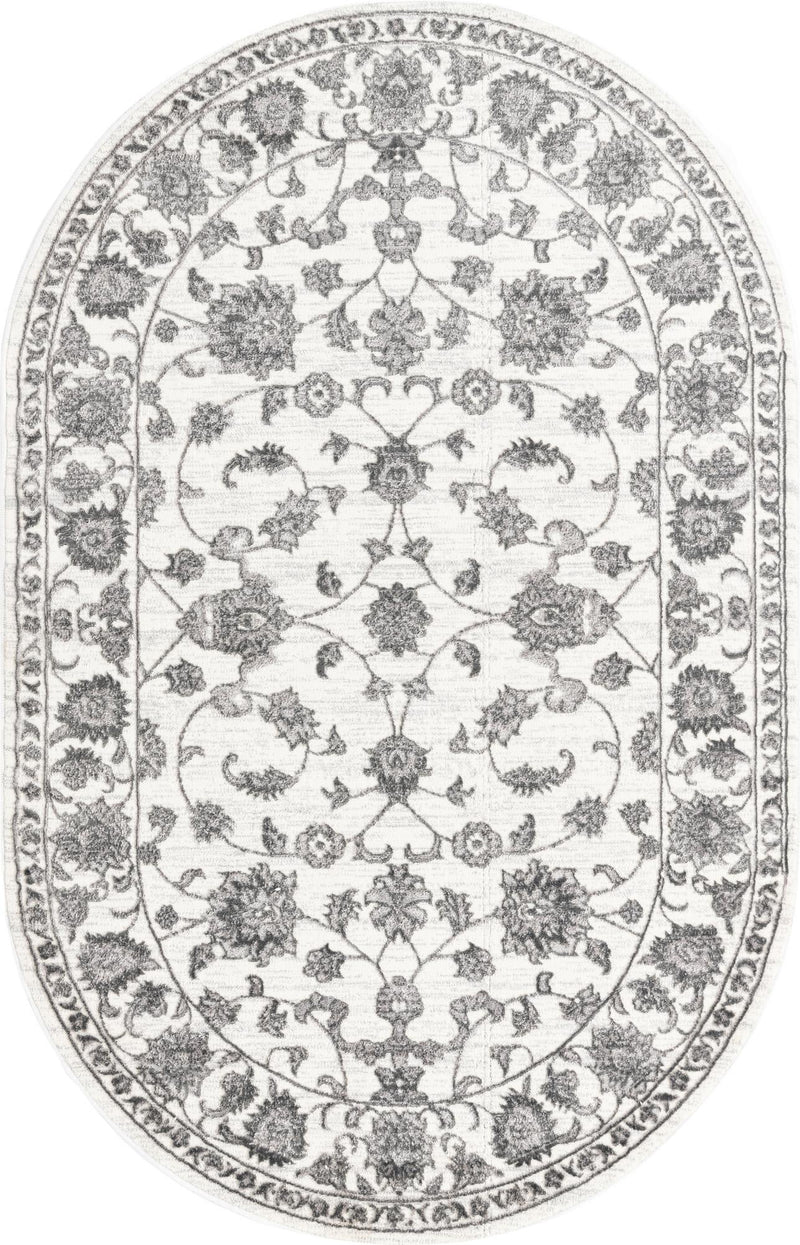 Charleston Elegance Collection Area Rug -  Seaport (white Gray) Oval white Gray  lifestyle 18