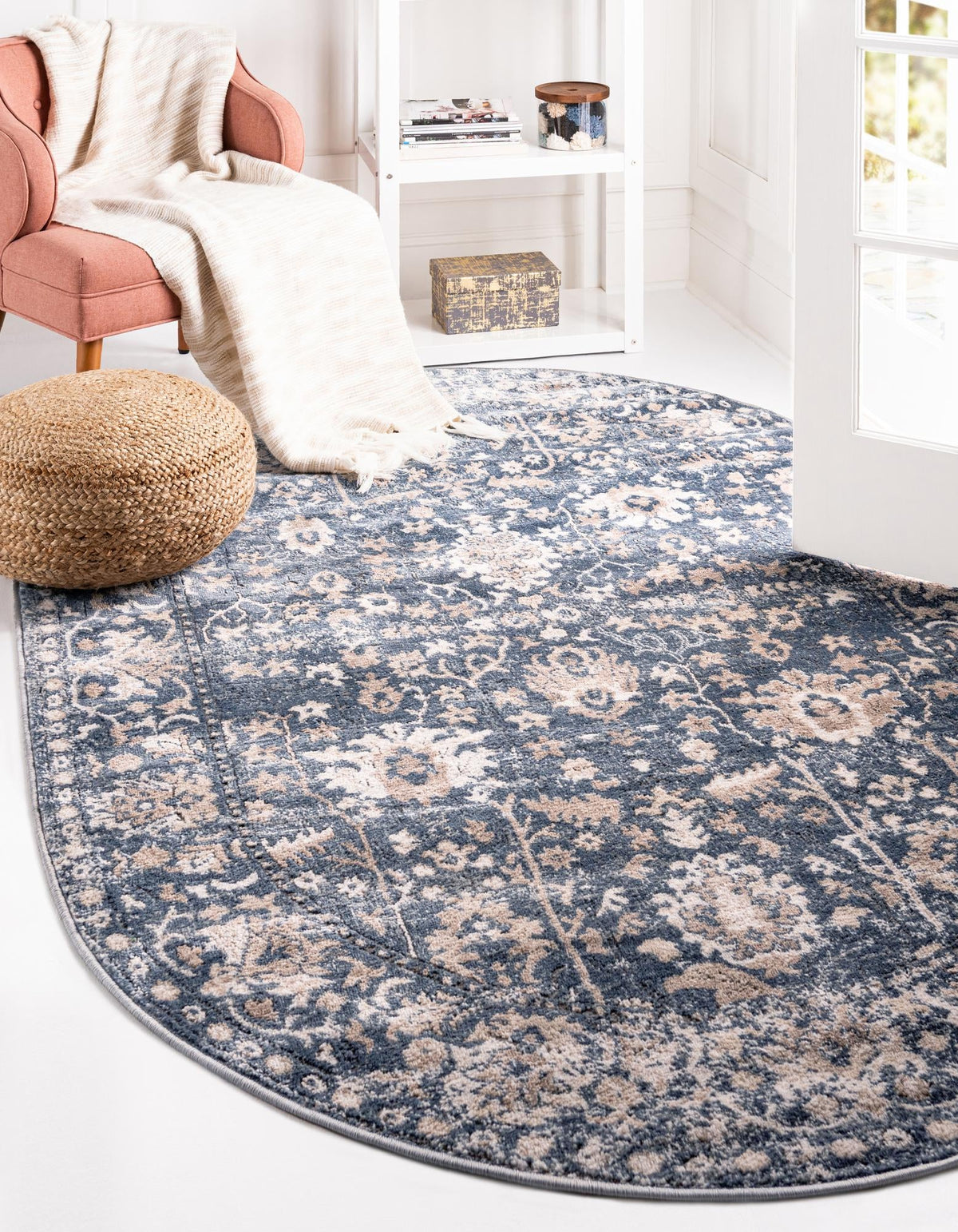 Cascade Range Collection Area Rug -  Shasta (Blue) Oval Blue  lifestyle 0