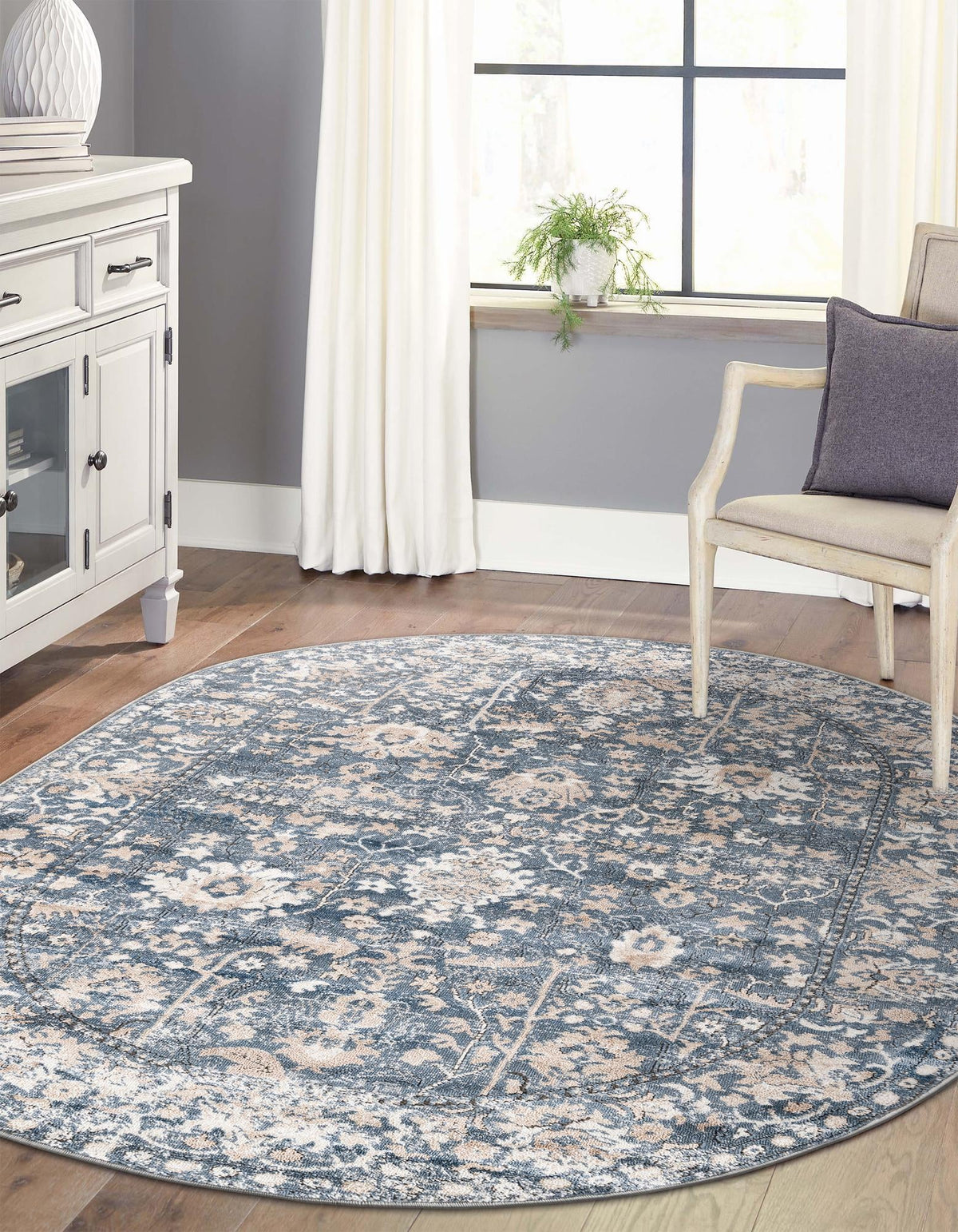Cascade Range Collection Area Rug -  Shasta (Blue) Oval Blue  lifestyle 33