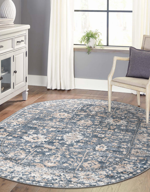 Cascade Range Collection Area Rug -  Shasta (Blue) Oval Blue  lifestyle 33