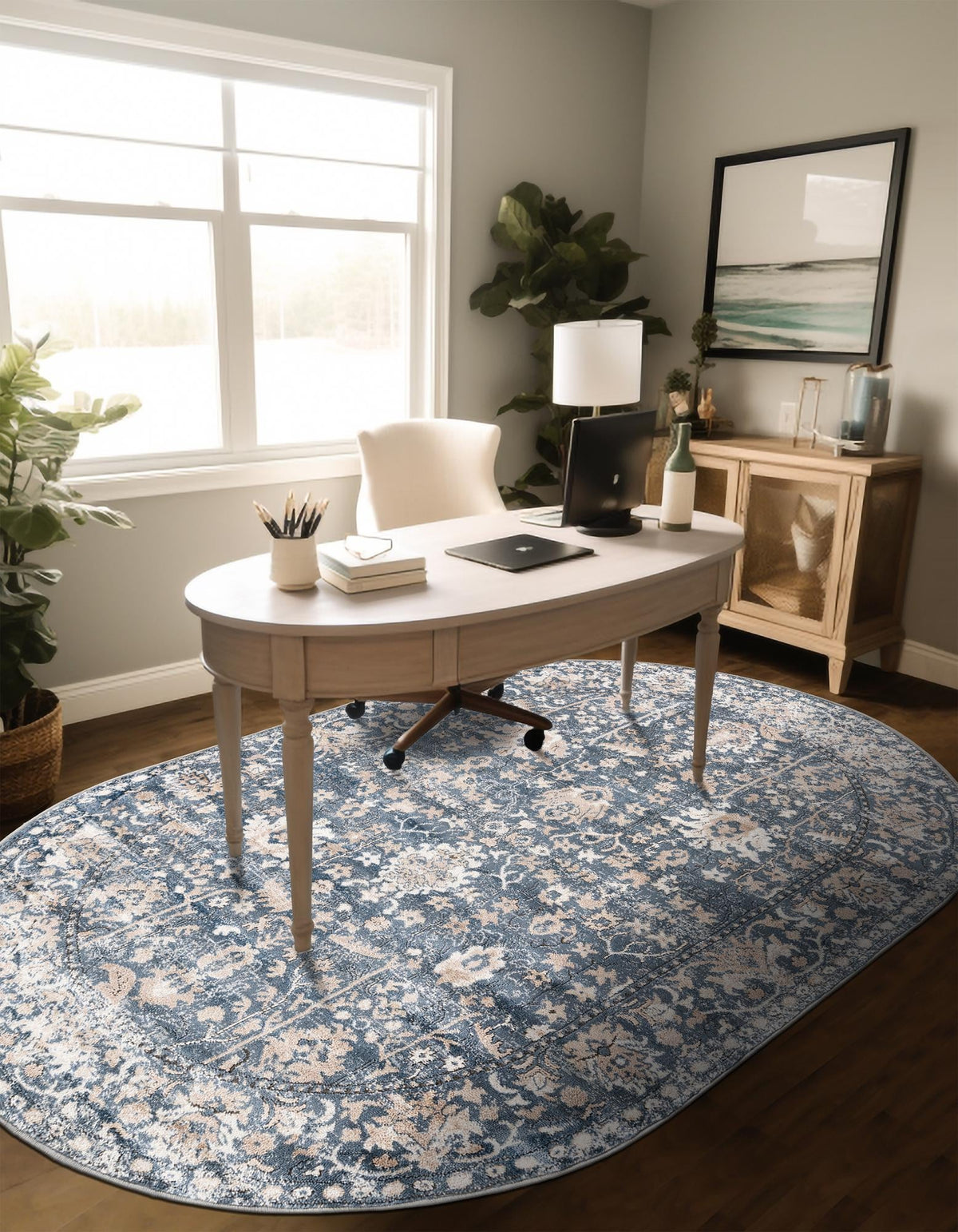 Cascade Range Collection Area Rug -  Shasta (Blue) Oval Blue  lifestyle 37