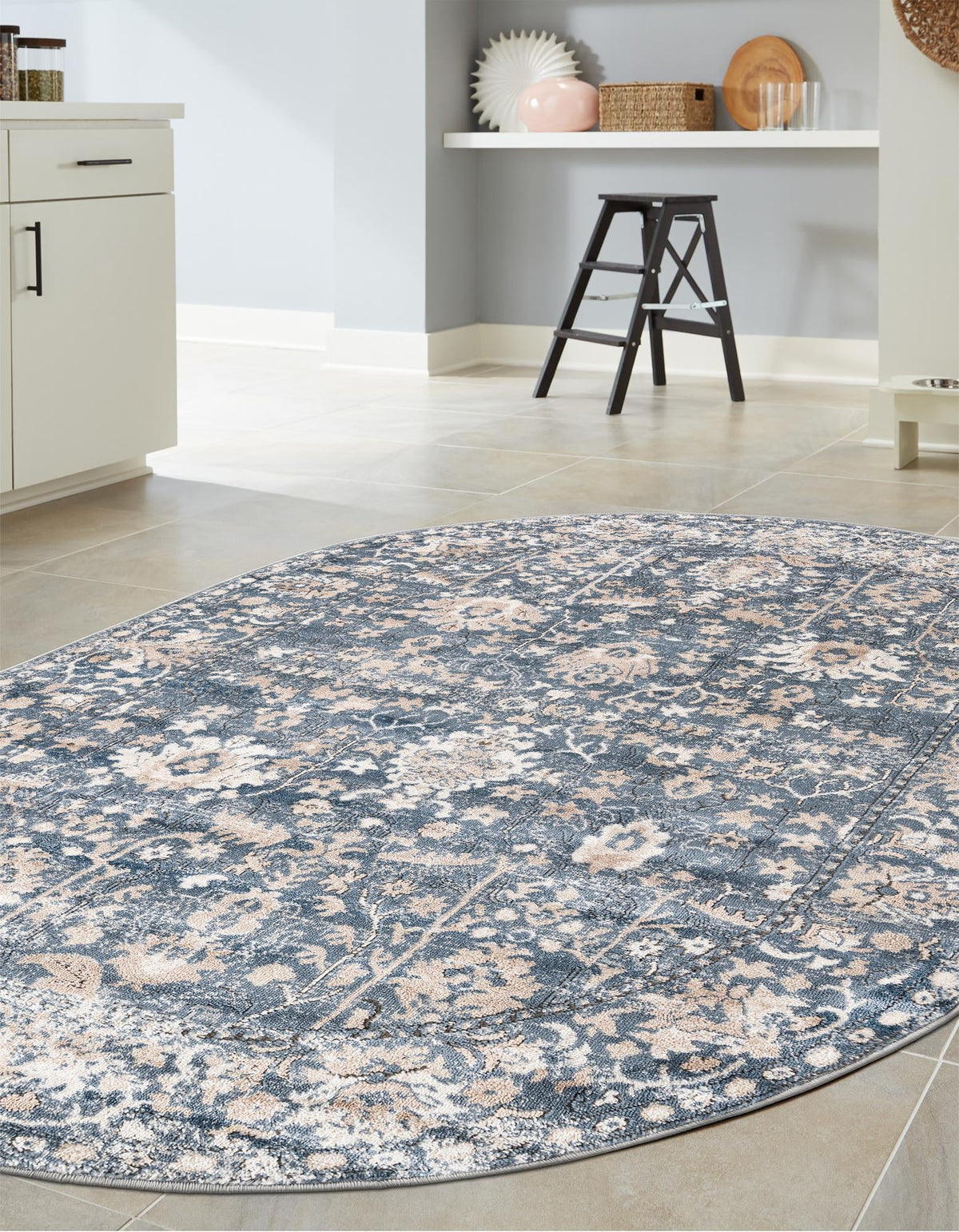 Cascade Range Collection Area Rug -  Shasta (Blue) Oval Blue  lifestyle 45