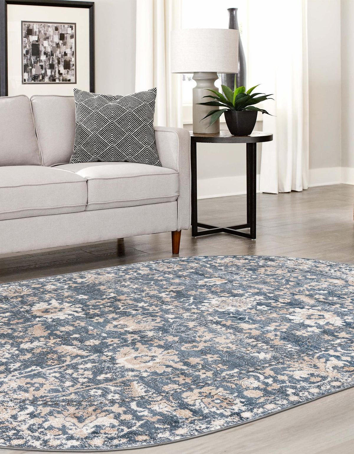 Cascade Range Collection Area Rug -  Shasta (Blue) Oval Blue  lifestyle 53