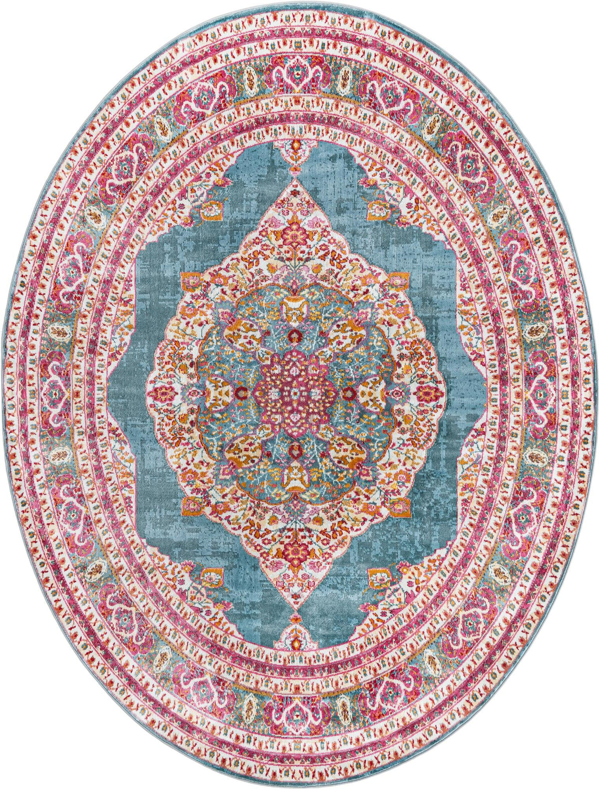 Caribbean Breeze Collection Area Rug -  Windward Oval Turquoise  lifestyle 39
