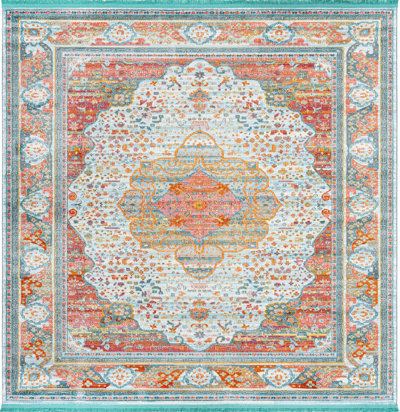 Caribbean Breeze Collection Area Rug -  Floriana Square Light Blue  lifestyle 16