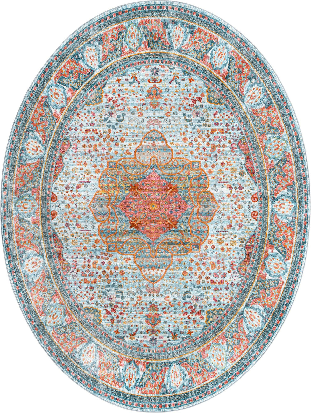 Caribbean Breeze Collection Area Rug -  Floriana Oval Light Blue  lifestyle 17