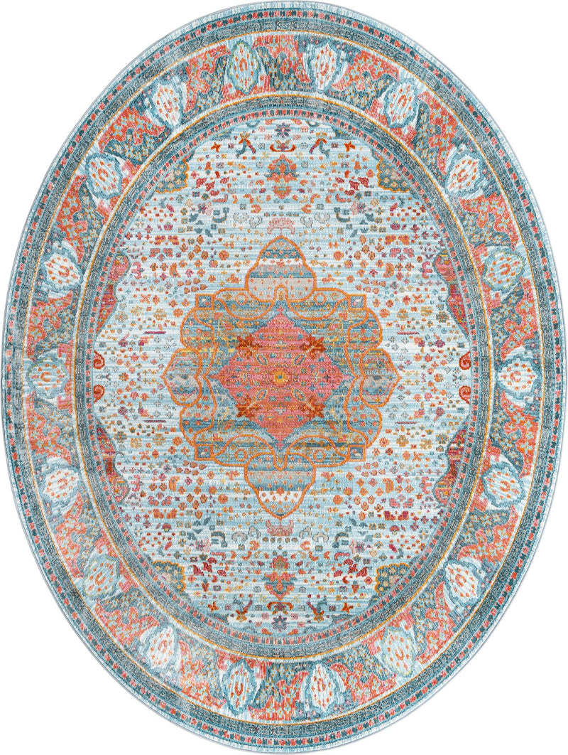 Caribbean Breeze Collection Area Rug -  Floriana Oval Light Blue  lifestyle 17