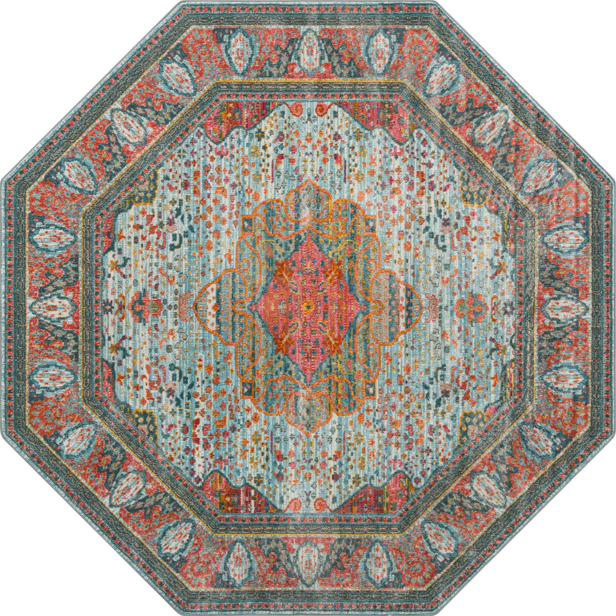 Caribbean Breeze Collection Area Rug -  Floriana Octagon Light Blue  lifestyle 18