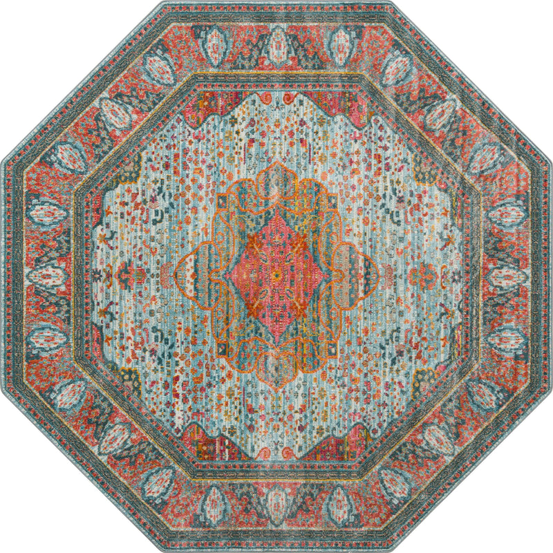 Caribbean Breeze Collection Area Rug -  Floriana Octagon Light Blue  lifestyle 18