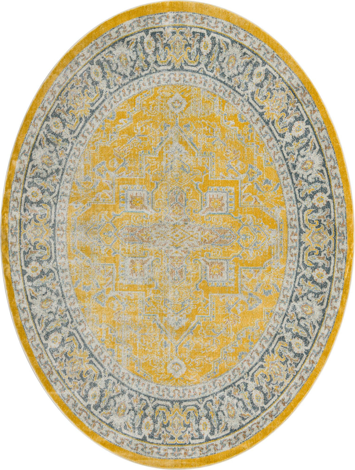 Caribbean Breeze Collection Area Rug -  Andros Oval Yellow  lifestyle 30