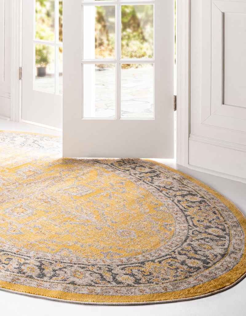 Caribbean Breeze Collection Area Rug -  Andros Oval Yellow  lifestyle 42
