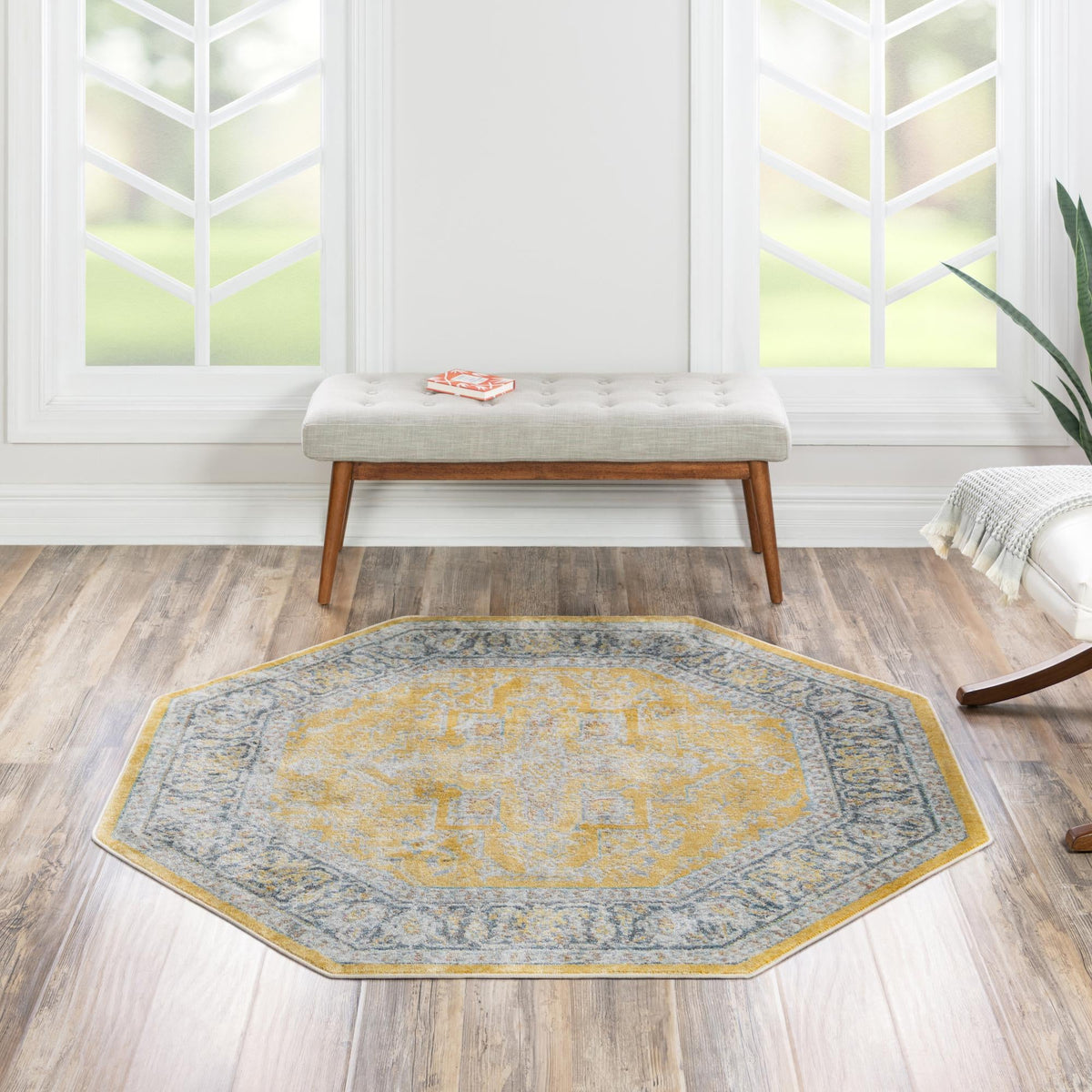 Caribbean Breeze Collection Area Rug -  Andros Octagon Yellow  lifestyle 82