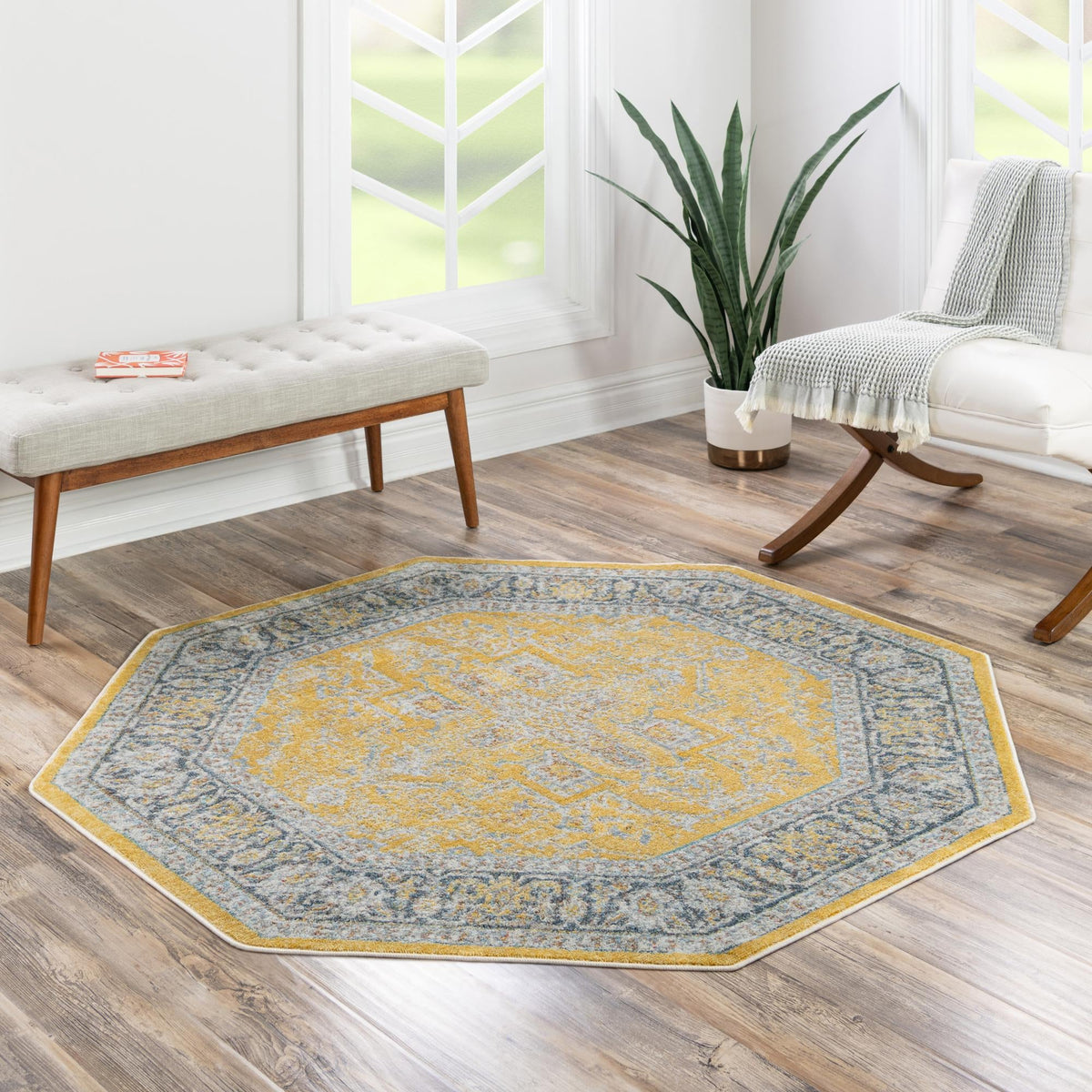 Caribbean Breeze Collection Area Rug -  Andros Octagon Yellow  lifestyle 84