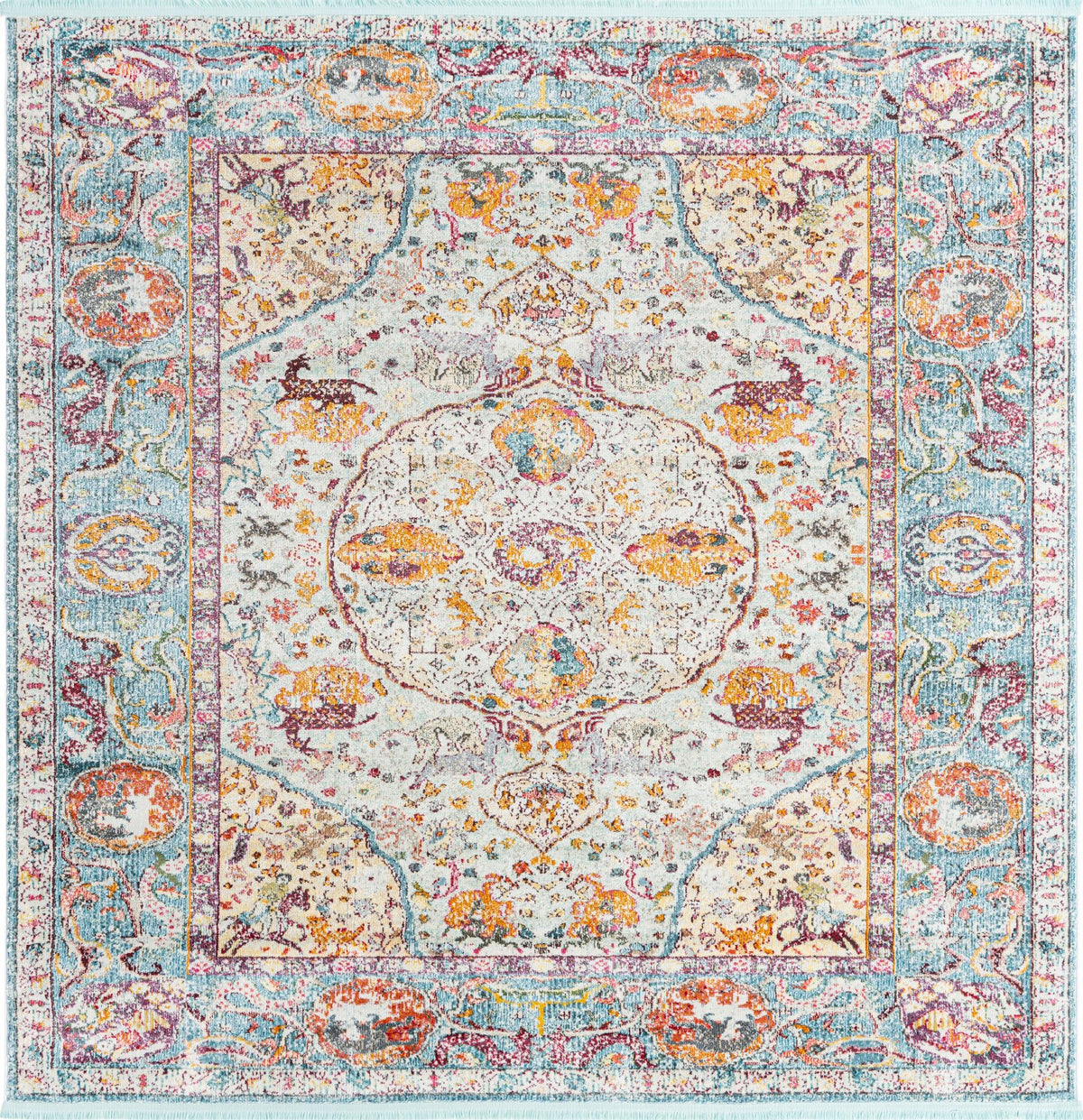 Caribbean Breeze Collection Area Rug -  Xcalak Square Light Blue  lifestyle 18