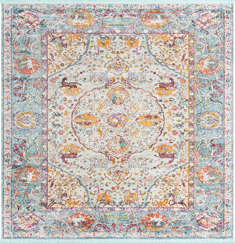 Caribbean Breeze Collection Area Rug -  Xcalak Square Light Blue  lifestyle 18
