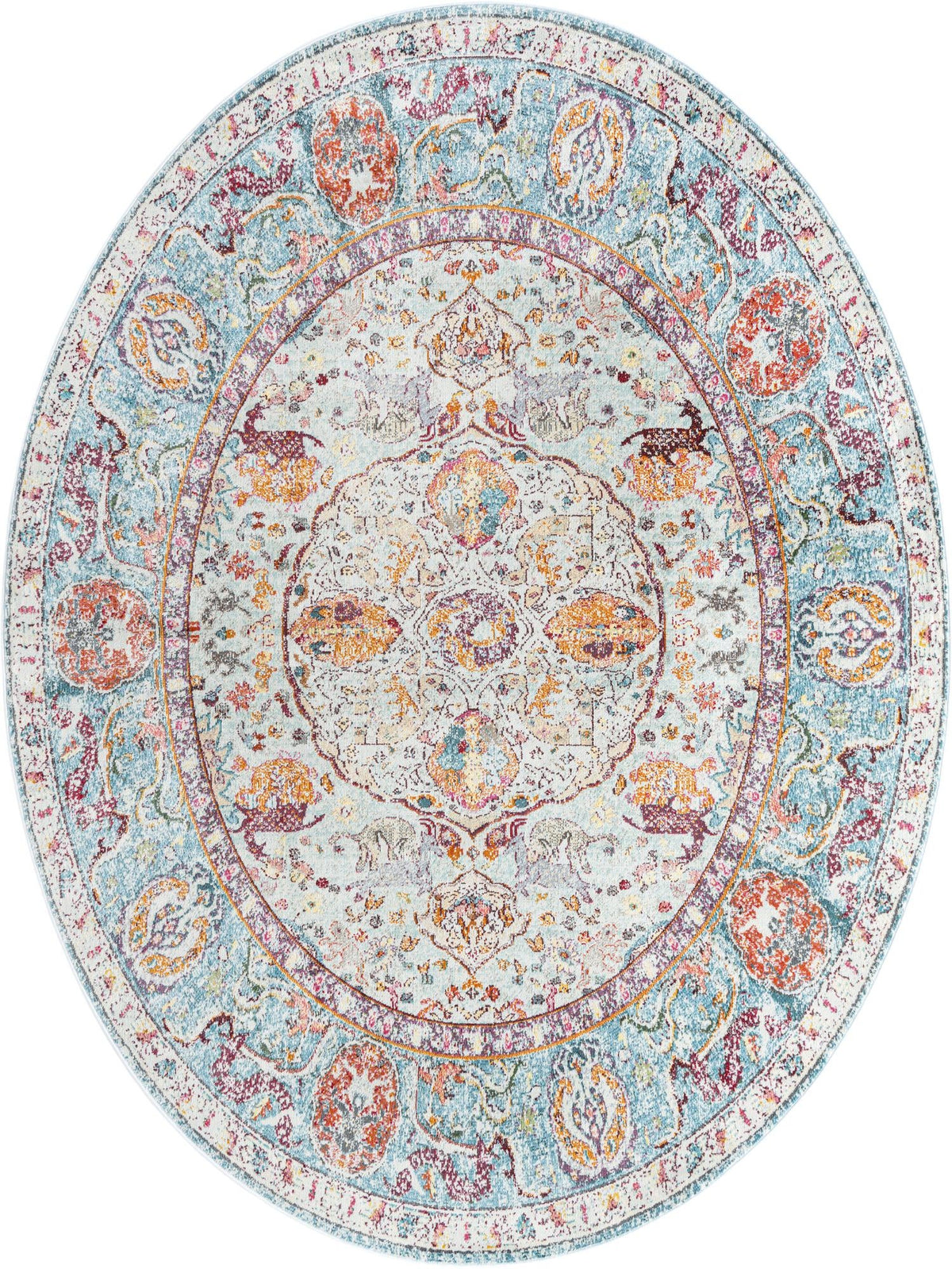 Caribbean Breeze Collection Area Rug -  Xcalak Oval Light Blue  lifestyle 19