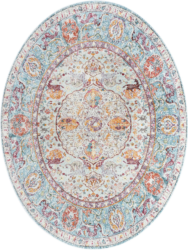 Caribbean Breeze Collection Area Rug -  Xcalak Oval Light Blue  lifestyle 19