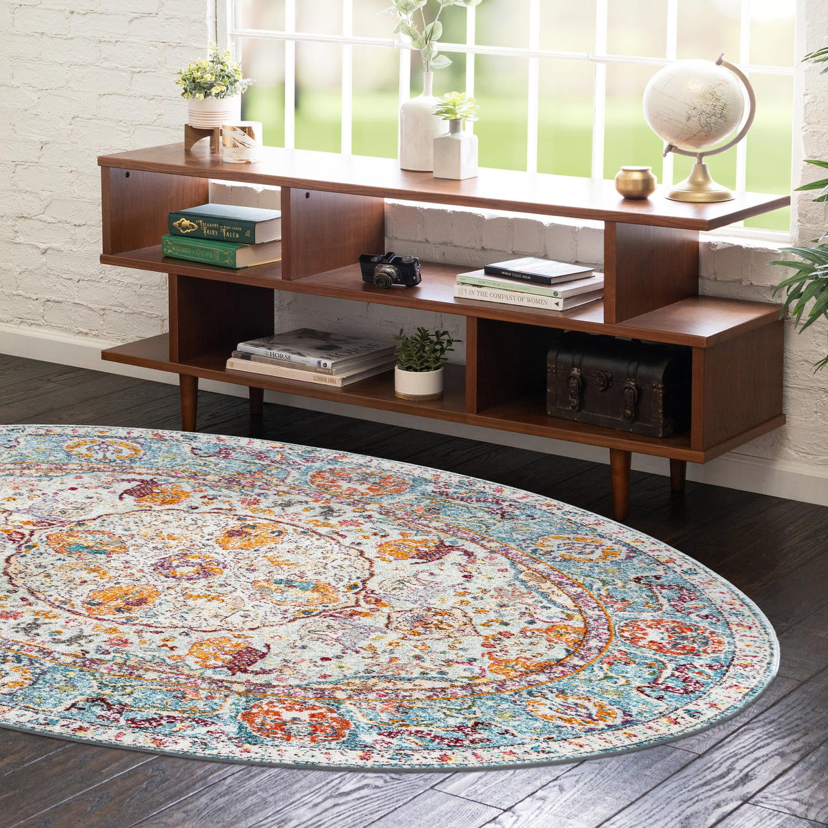 Caribbean Breeze Collection Area Rug -  Xcalak Oval Light Blue  lifestyle 57
