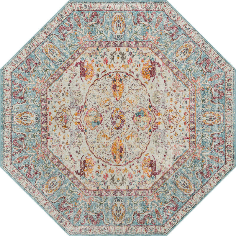 Caribbean Breeze Collection Area Rug -  Xcalak Octagon Light Blue  lifestyle 20