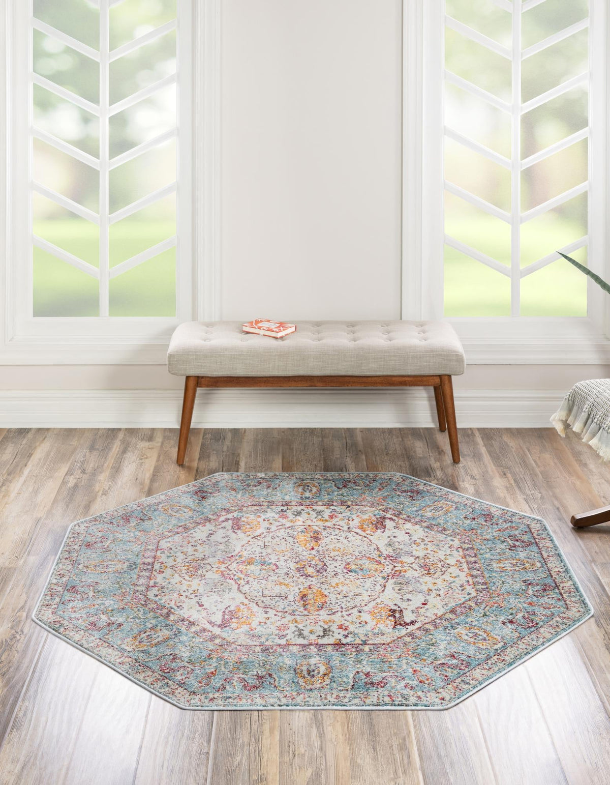 Caribbean Breeze Collection Area Rug -  Xcalak Octagon Light Blue  lifestyle 25