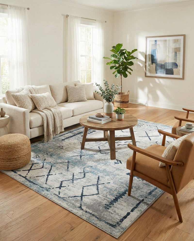 Aegean Elegance Washables Collection Area Rug - Santorini Rectangle Ivory Gray  lifestyle 60