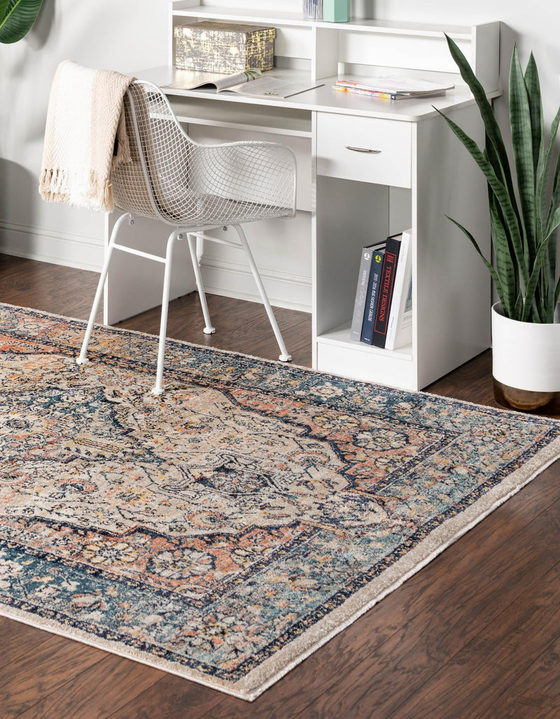 Seville Stripes Collection Area Rug - Cadiz (Blue) Rectangle Blue  lifestyle 3