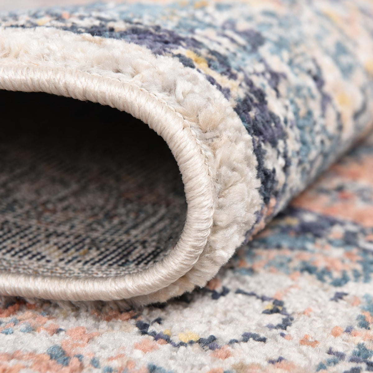 Seville Stripes Collection Area Rug - Cadiz (Blue) Round Blue  lifestyle 22
