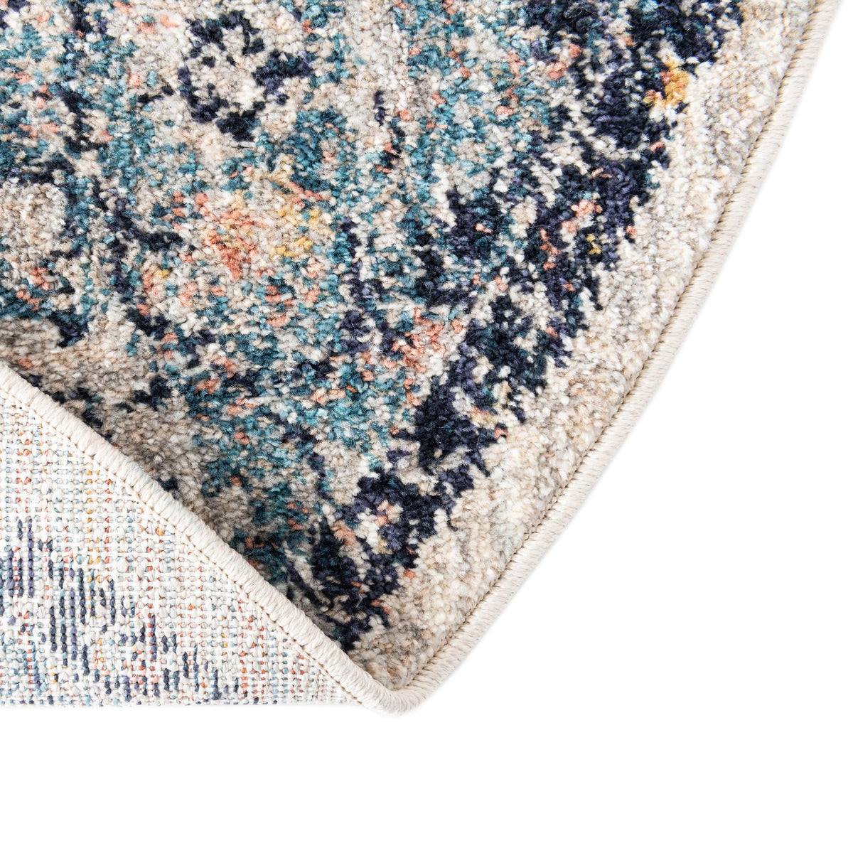 Seville Stripes Collection Area Rug - Cadiz (Blue) Round Blue  lifestyle 37