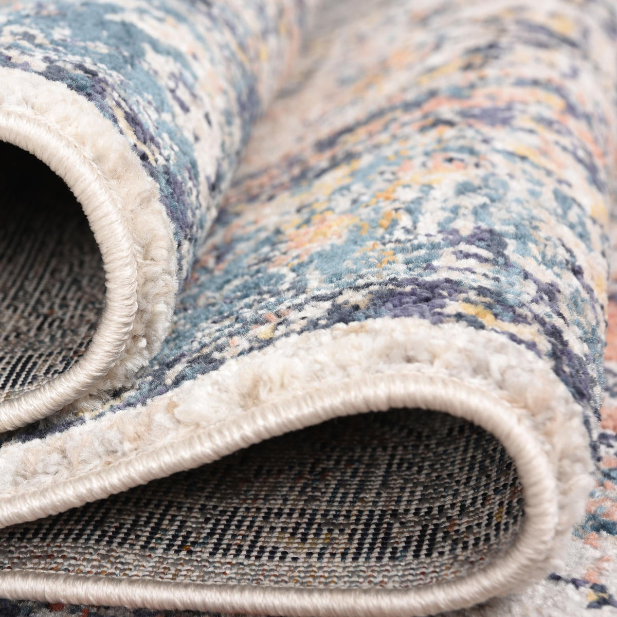 Seville Stripes Collection Area Rug - Cadiz (Blue) Round Blue  lifestyle 57