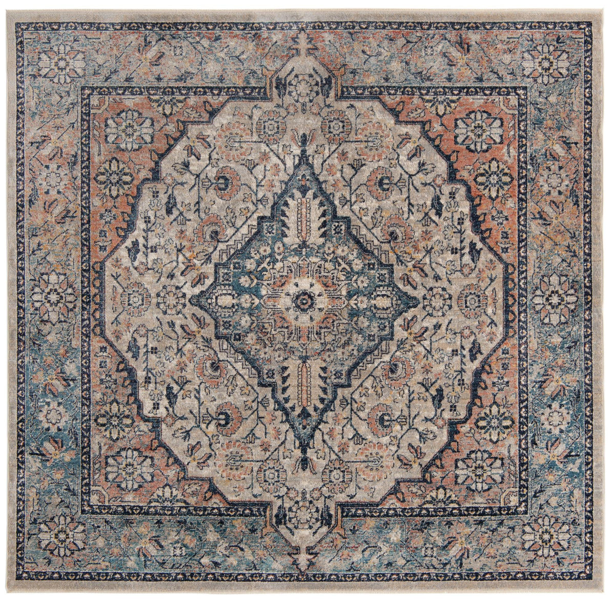 Seville Stripes Collection Area Rug - Cadiz (Blue) Square Blue  lifestyle 3
