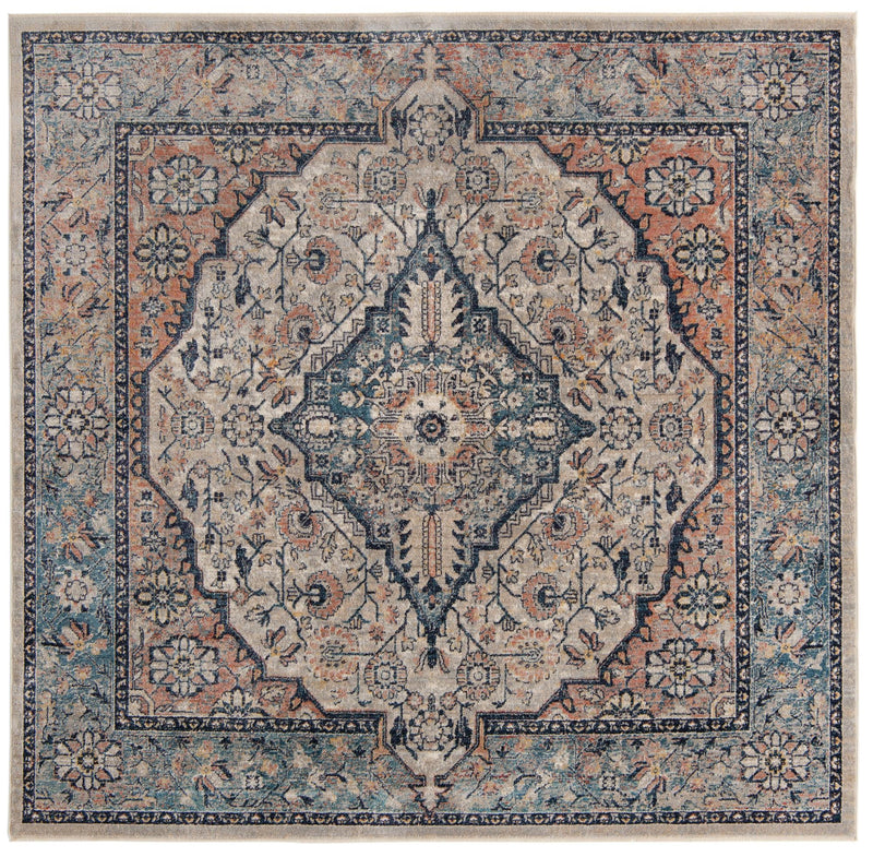 Seville Stripes Collection Area Rug - Cadiz (Blue) Square Blue  lifestyle 3