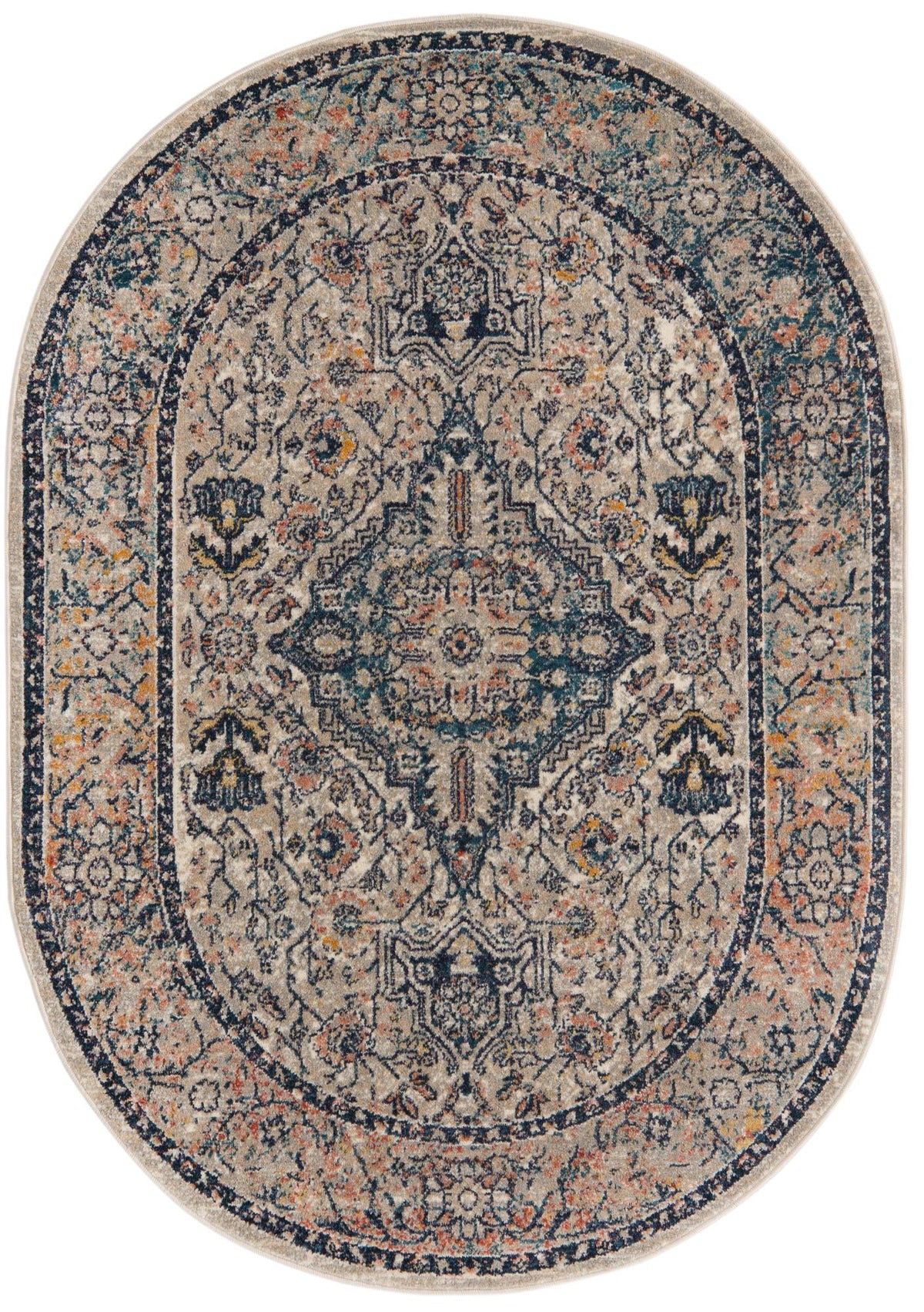 Seville Stripes Collection Area Rug - Cadiz (Blue) Oval Blue  lifestyle 4