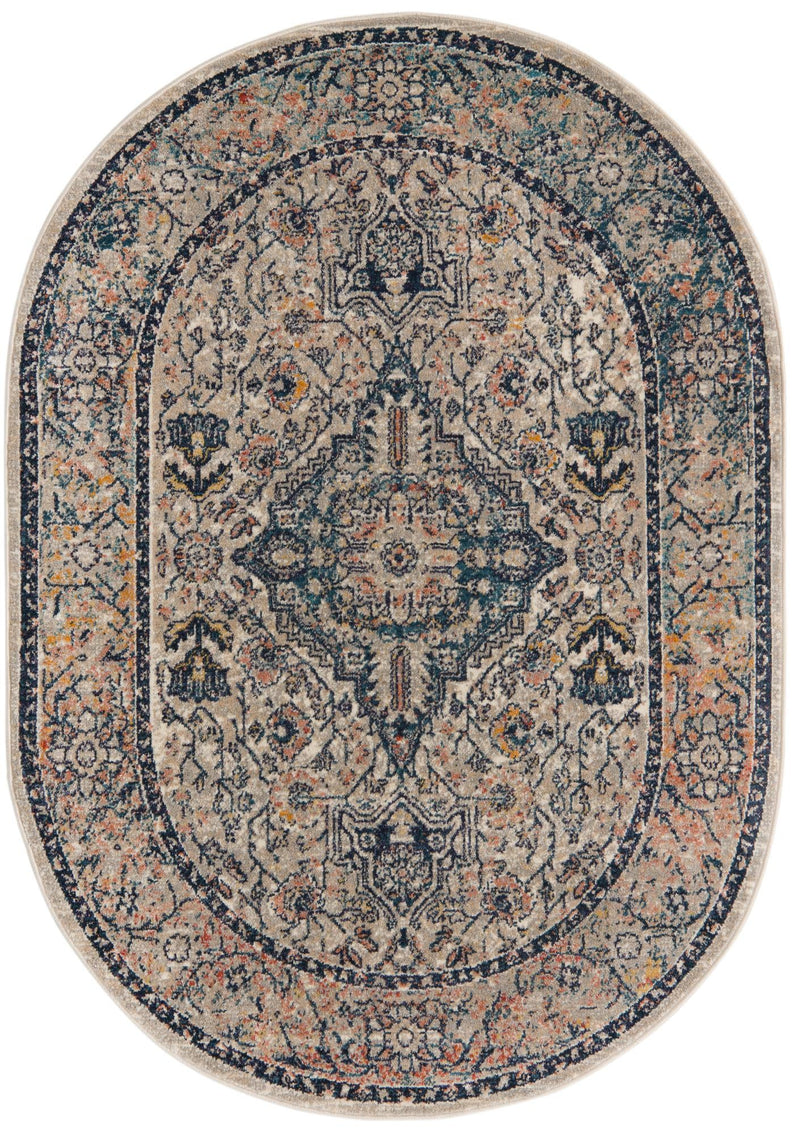 Seville Stripes Collection Area Rug - Cadiz (Blue) Oval Blue  lifestyle 4
