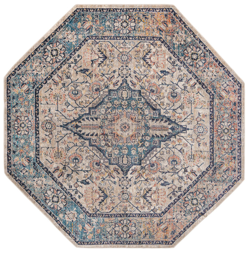 Seville Stripes Collection Area Rug - Cadiz (Blue) Octagon Blue  lifestyle 5