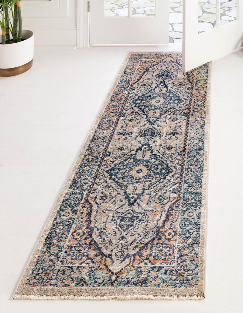 Seville Stripes Collection Area Rug - Cadiz (Blue) Runner Blue  lifestyle 11
